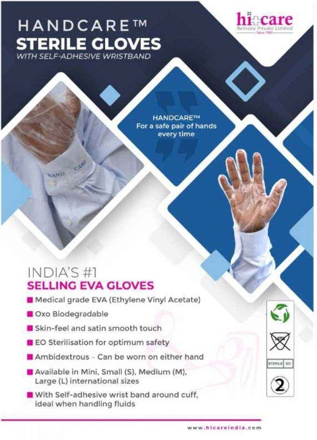 HANDCARE ™ STERILE GLOVES WITH SELF- ADHESIVE WRIST BAND
