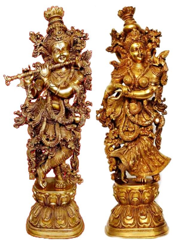 Brass Radha Krishna Statue