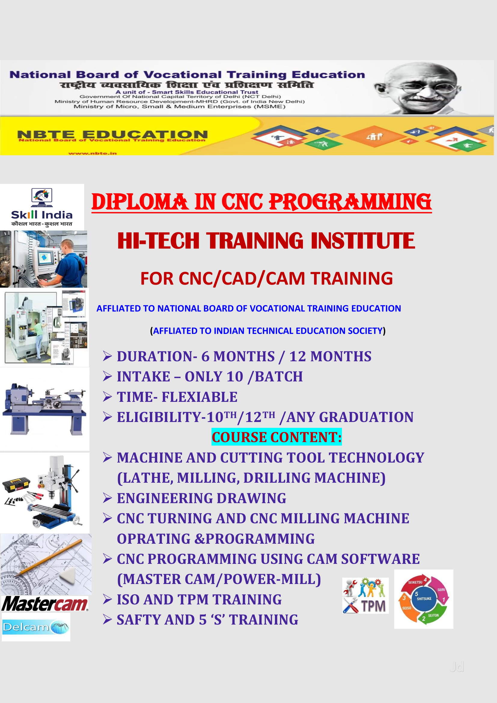 CNC MACHINE OPERATING AND PROGRAMMING TRAINING
