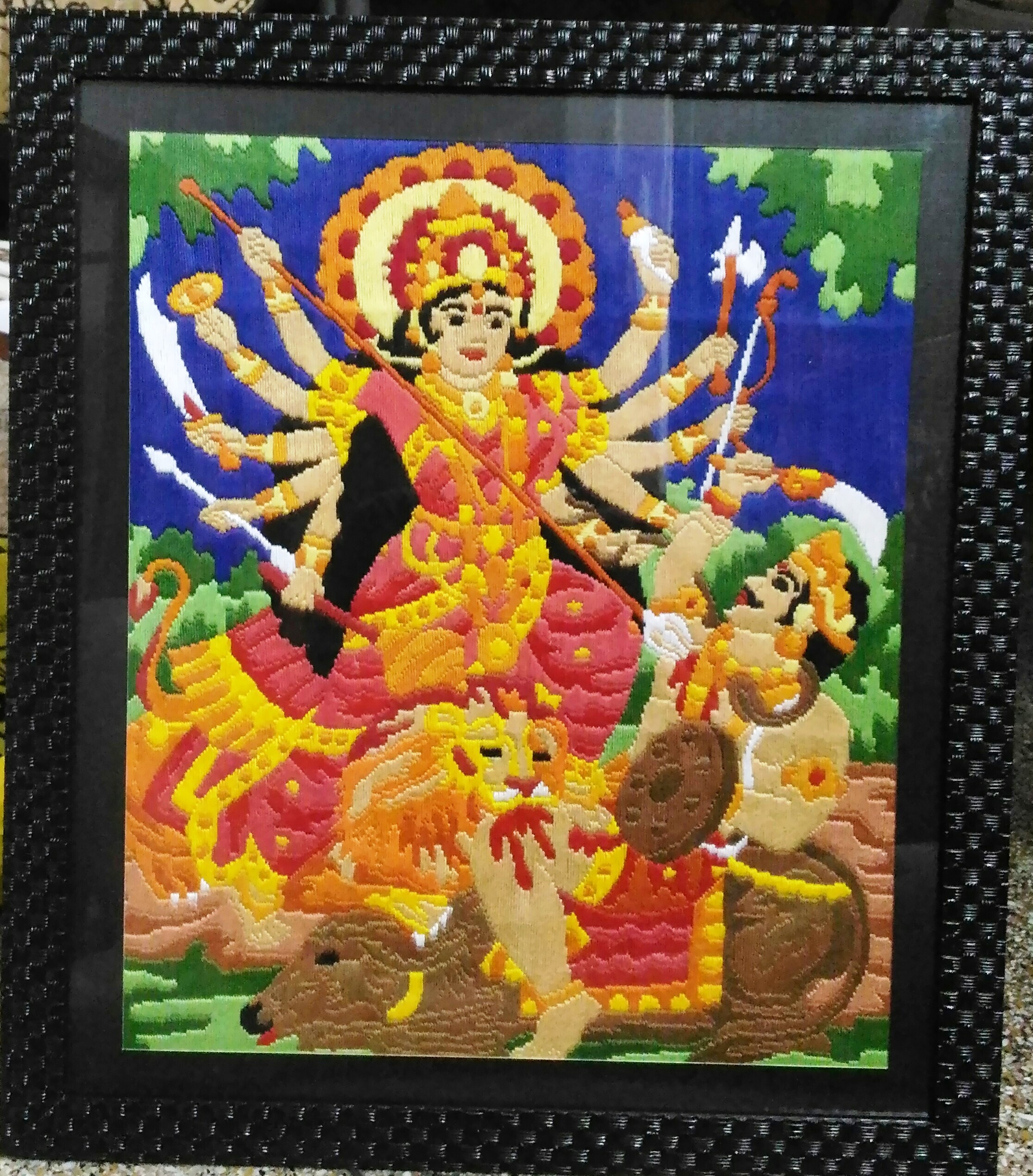 LOVEODISHA-HANDWORK-Embroidery Design-Photo Frame DEVI DURGA
