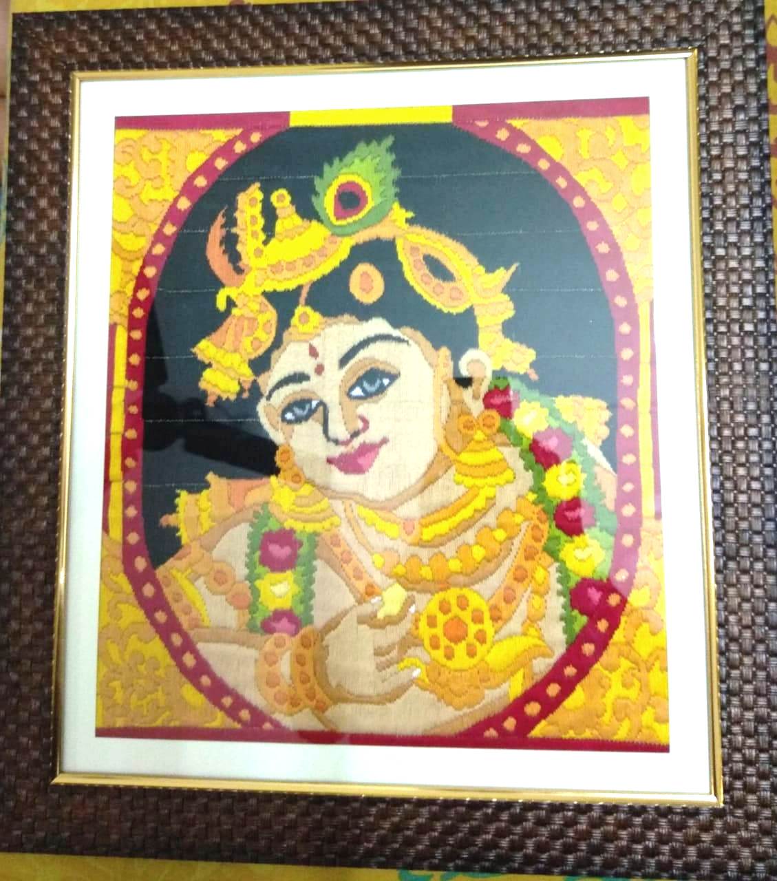 LOVEODISHA-HANDWORK-Embroidery Design-Photo Frame -SHREE KRISHNA