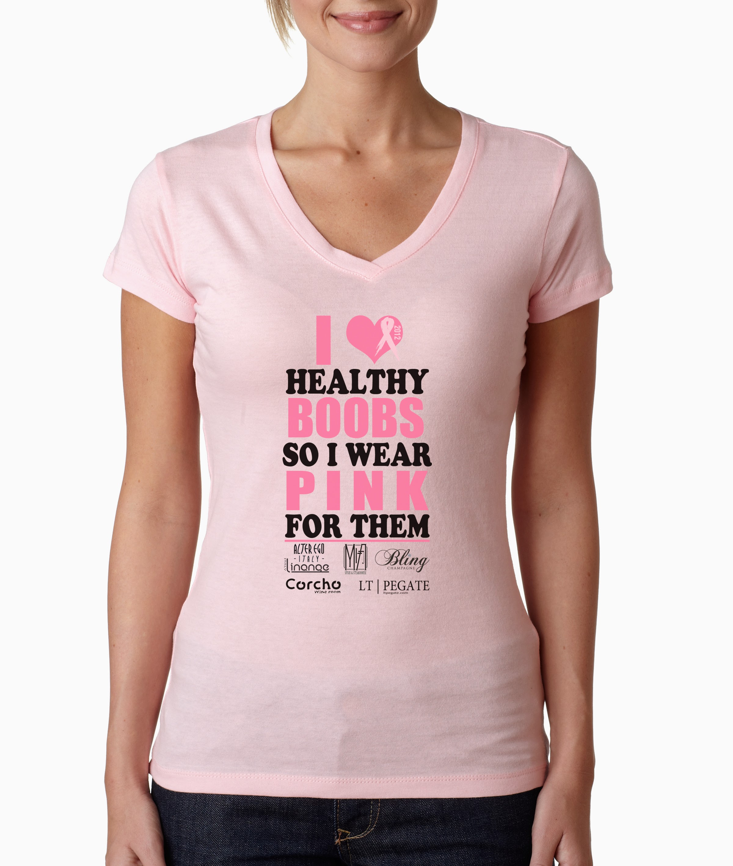 Women's chest print V neck Half Sleeve T-Shirts.