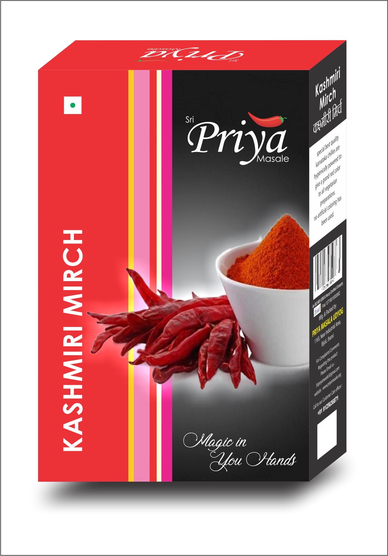 SRI Priya Kashmiri Mirchi Masala 100 gm Box (Pack of 10 Pieces)