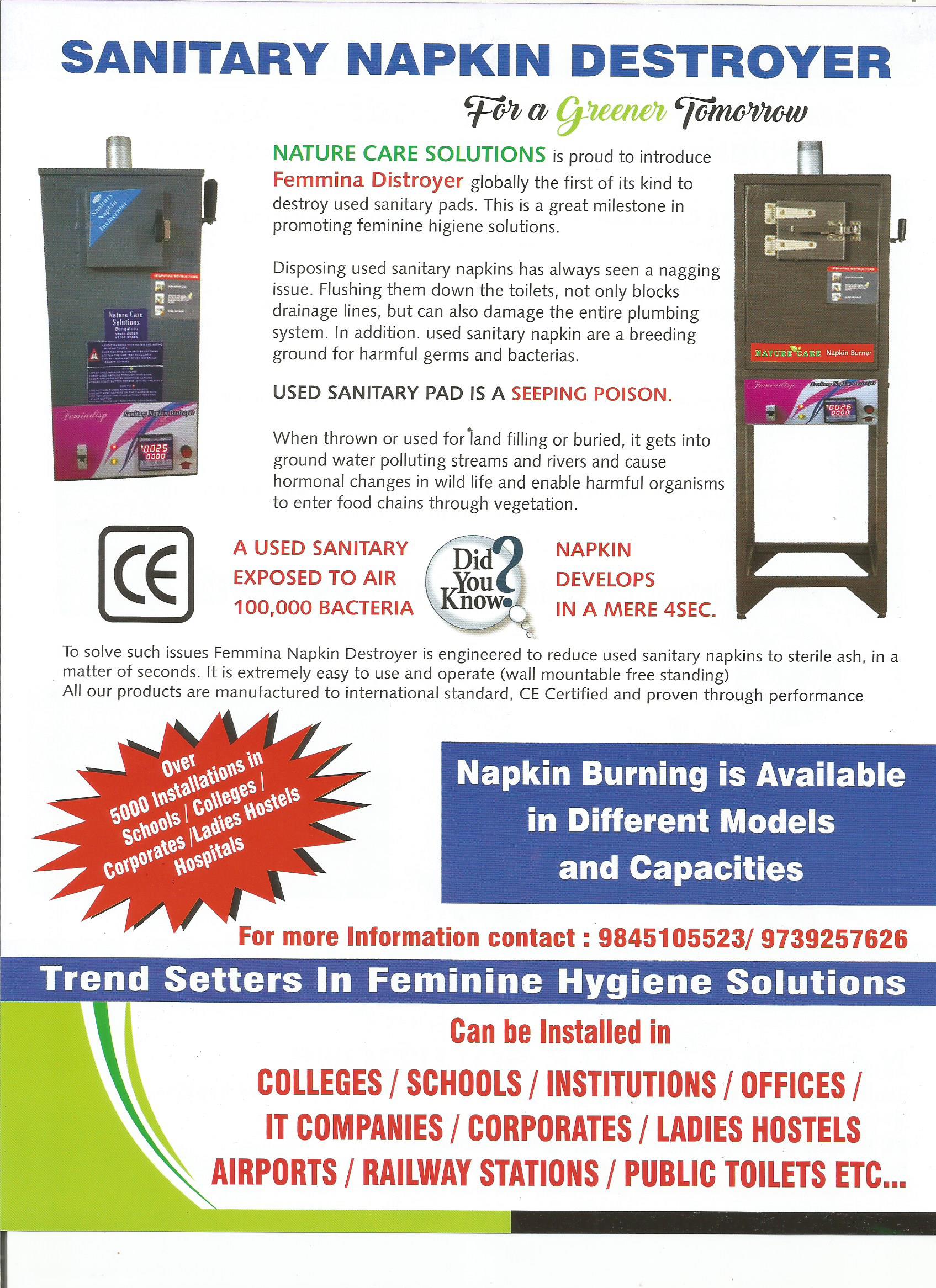 Sanitary Napkin Destroyer