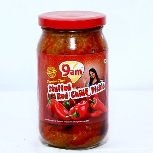 9am Stuffed Red Chilli Pickle 400 g