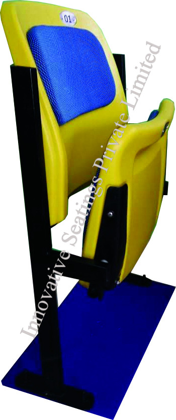 HDPE TIPUP Cushion Seat with MS Stand without arm ( Floor Mount Stand)
