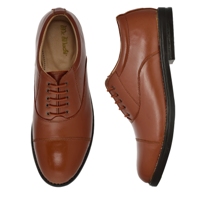 Oxford Dress Tan Leather Shoes For Police Uniform