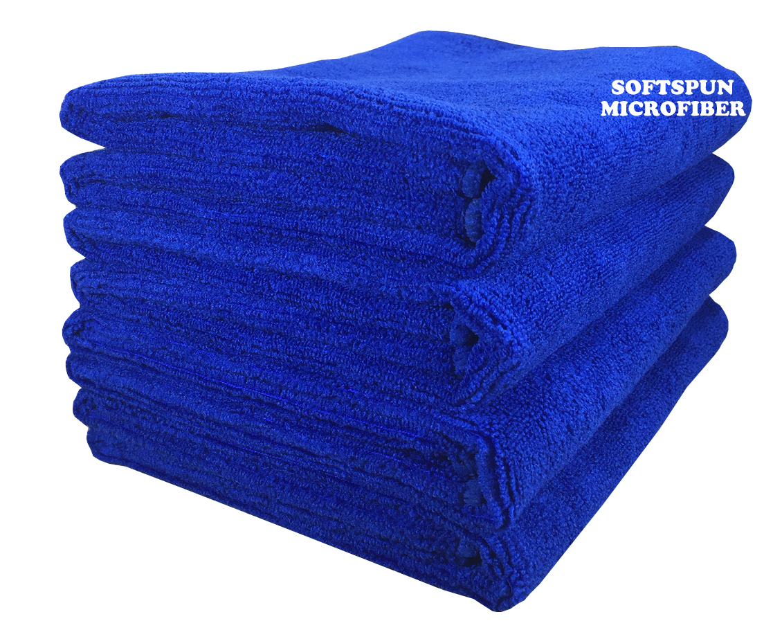 SOFTSPUN Microfiber Cloth - 4 pcs - 40x60 cms - 340 GSM Blue!