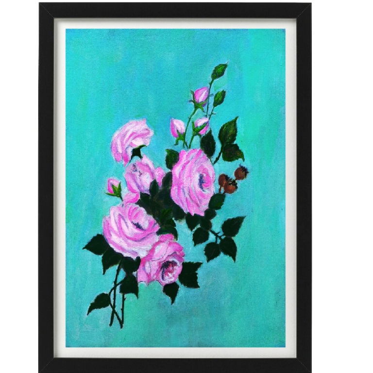 Acrylic painting Rose bouquet