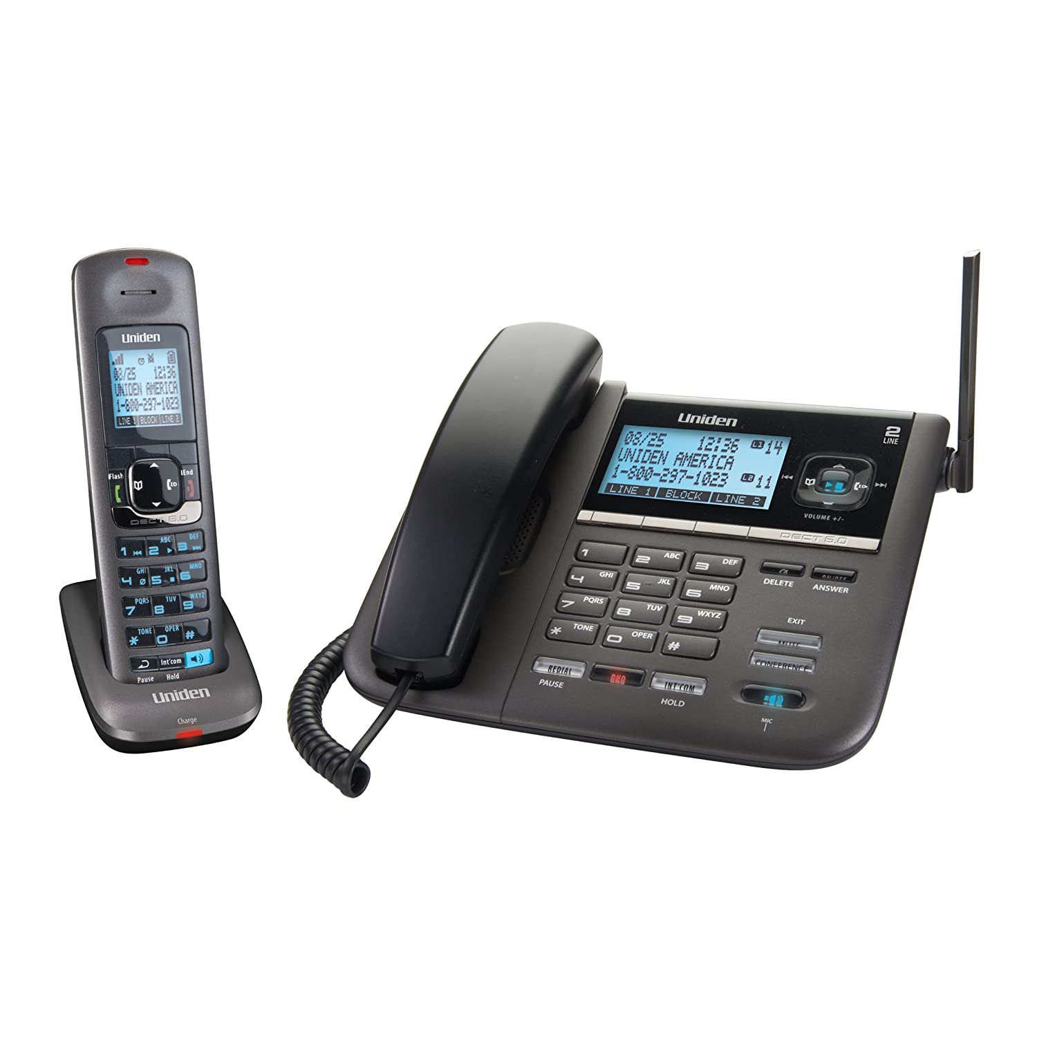 Uniden DECT4096 DECT 6. 0 Two-Line Cordless Phone with Digital Answering System and Caller ID (Black)