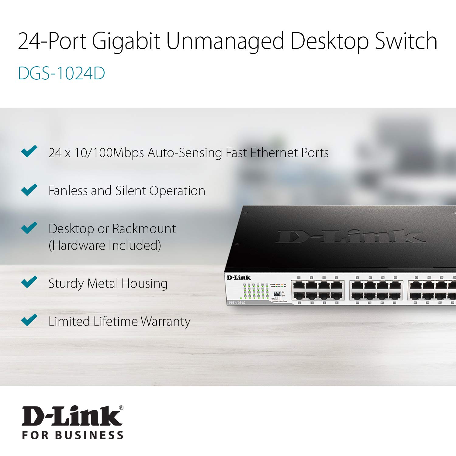  D-Link DGS-1024C 24-Port Gigabit Unmanaged Desktop/Rackmount Switch