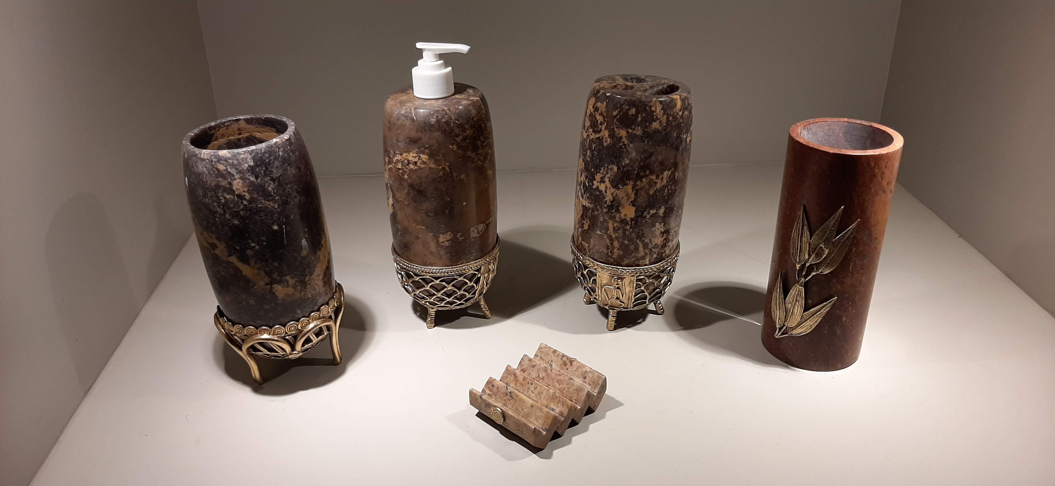 Soapstone bath accessories. 