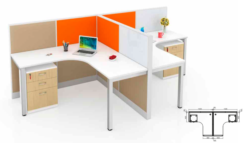 75/50mm  L shaped TILE BASED OFFICE WORKSTATION 