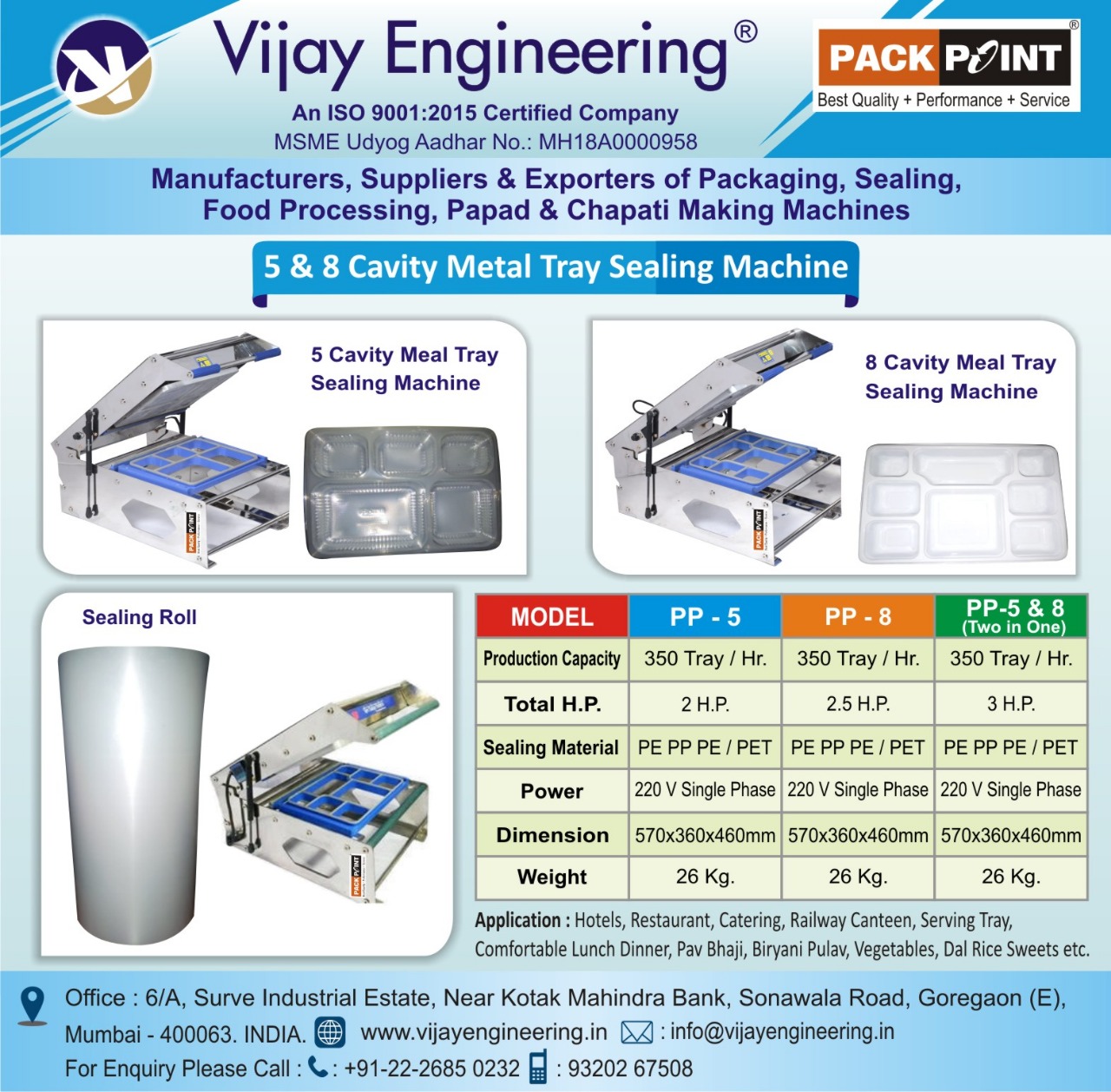 Lunch Meal Tray Sealing Machine
