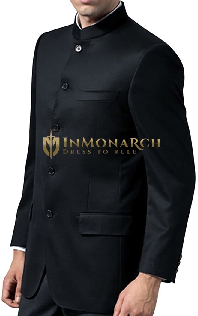 Black Mens Indian Traditional Nehru Suit