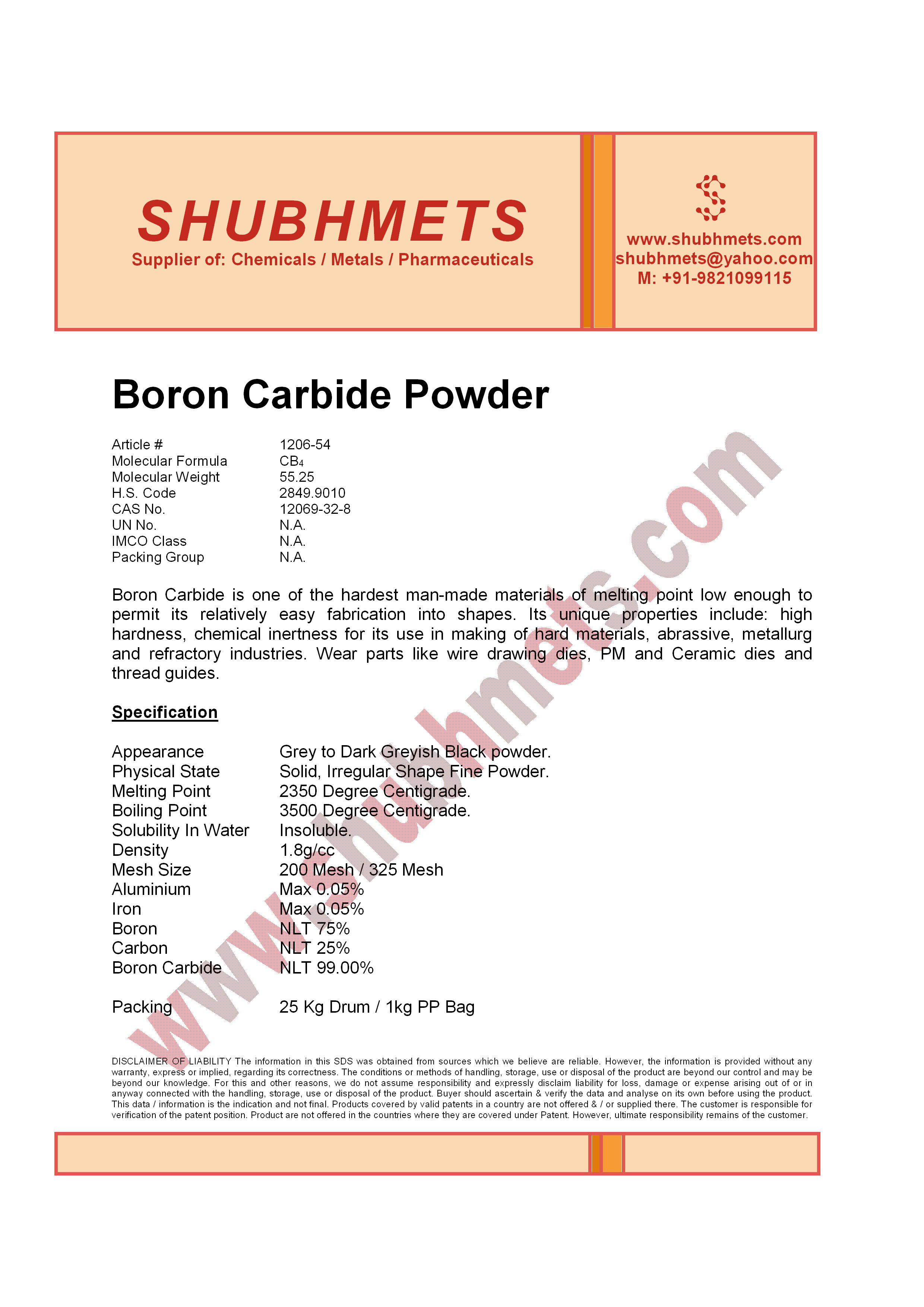 Boron Carbide Powder