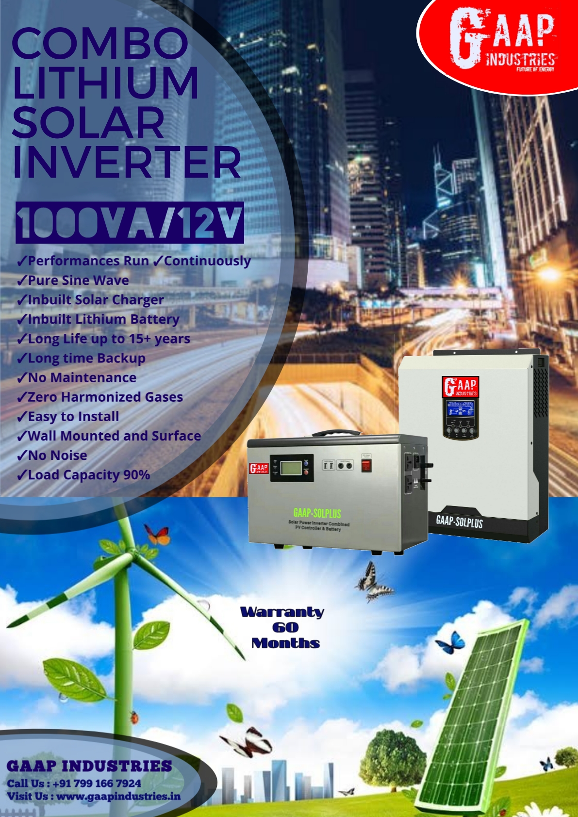 Solar Combo Lithium Inverter 1000Va/12V