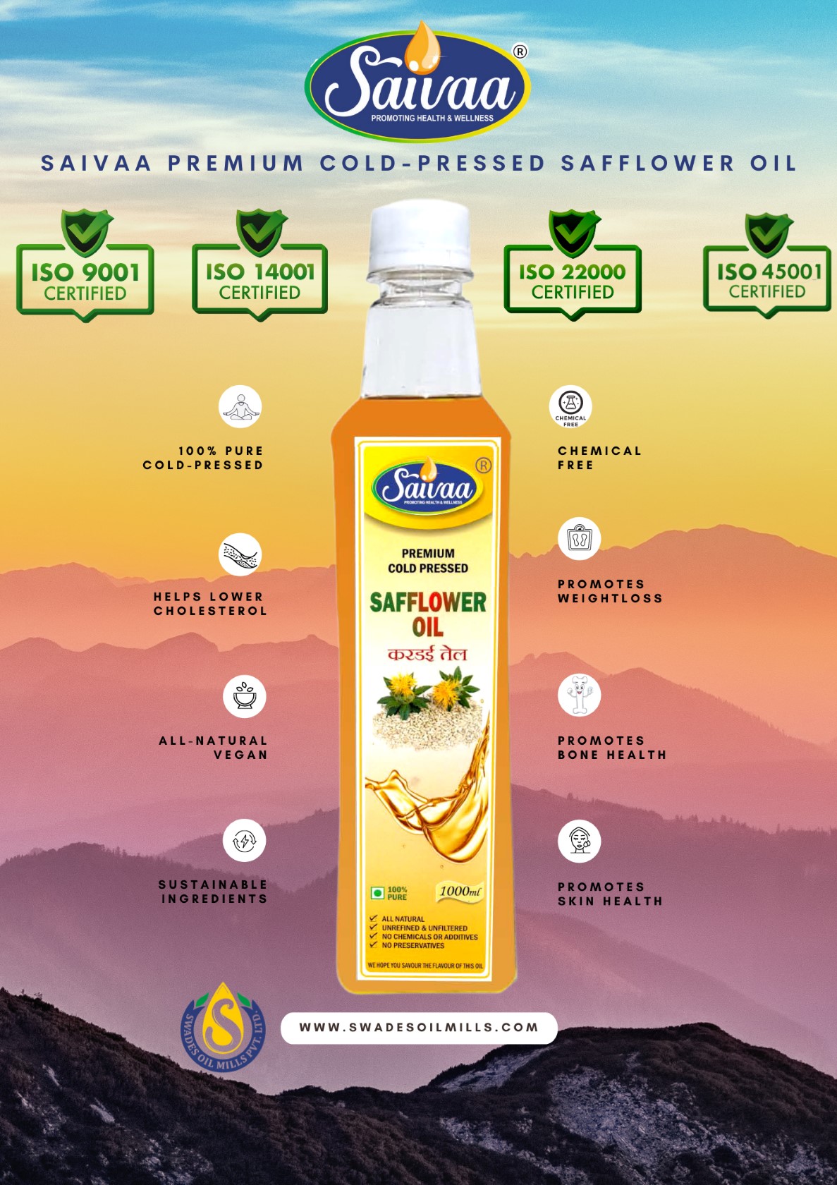 SAIVAA PREMIUM COLD-PRESSED SAFFLOWER OIL