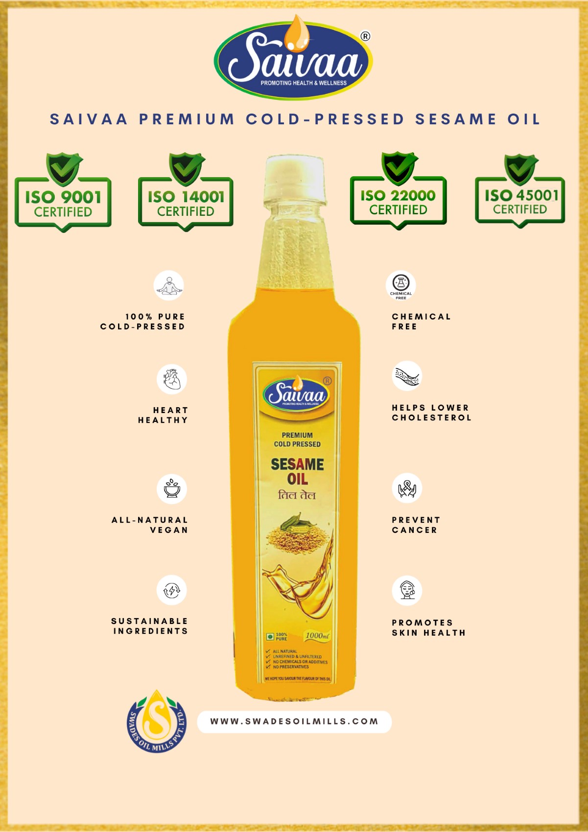 SAIVAA PREMIUM COLD-PRESSED SESAME OIL