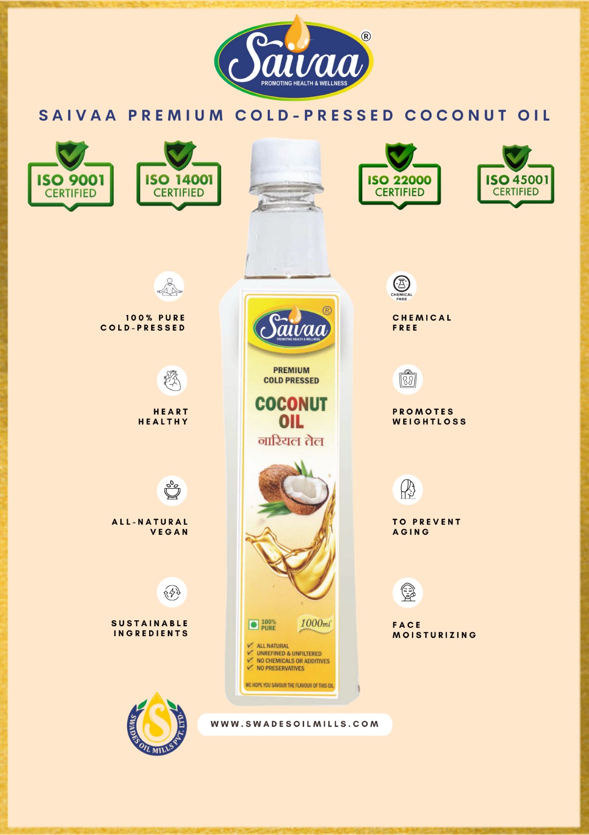 SAIVAA PREMIUM COLD-PRESSED COCONUT OIL