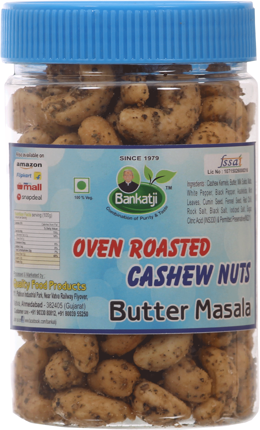 Bankatji Cashews Oven Roasted - Butter Masala (Black Pepper)