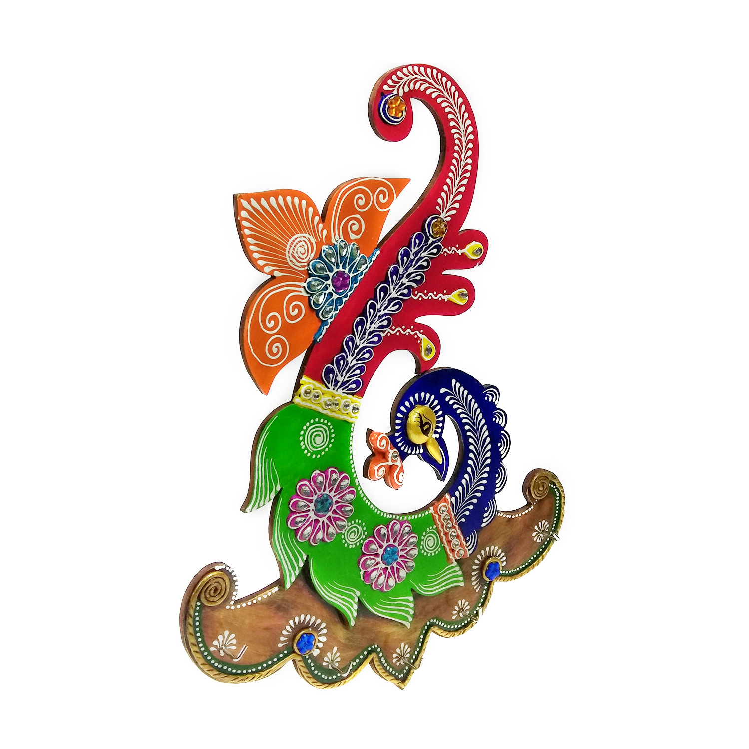 Buy Awesome Wooden Peacock Keyholder with 5hooks for Home, Office
