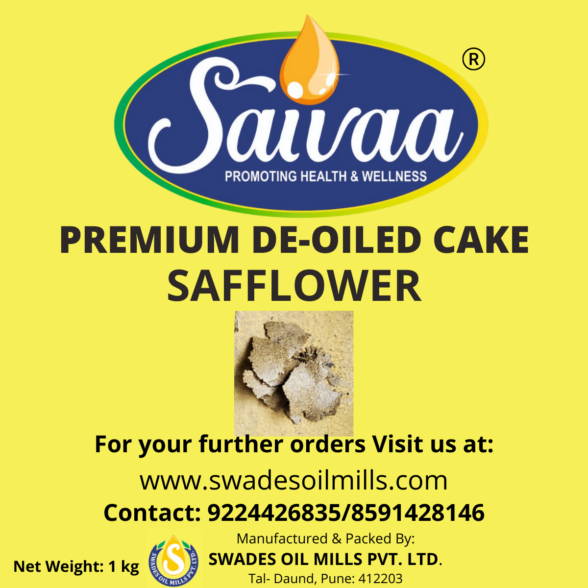 Saivaa Premium Safflower De-Oiled Cake/Pend/Dhep