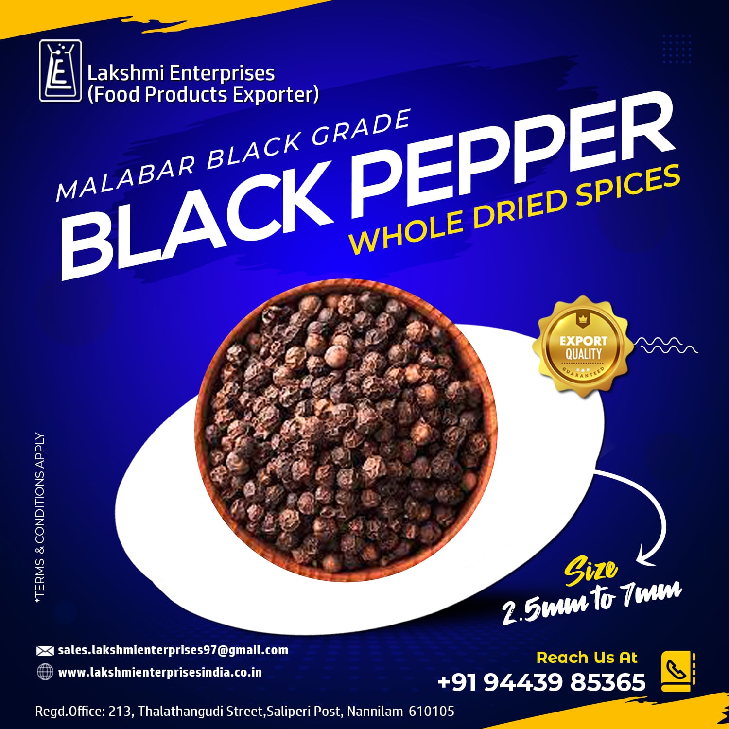 Black Pepper - Malabar Black Grade