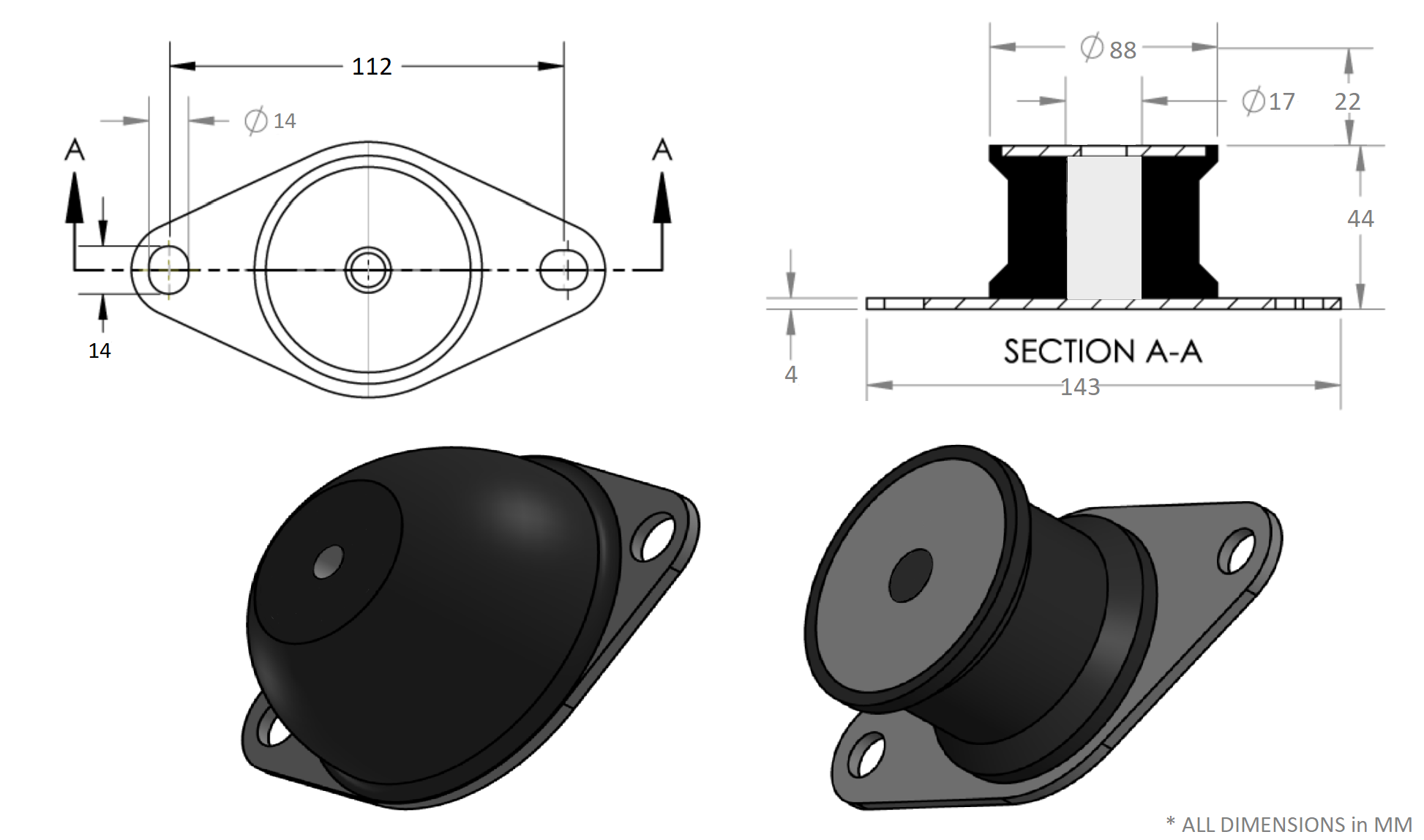 Flanged Anti Vibration Rubber Mount