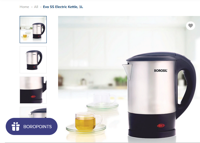 Borosil Eva SS Electric Kettle, 1L