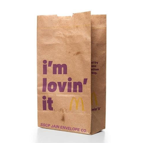 square bottom brown & white paper bag