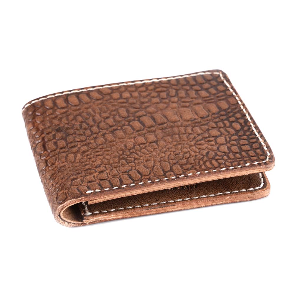 Crocodile Emboss Handmade Genuine Leather Card & Cash Wallet