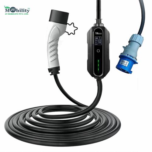 Type-2 IEC 62196-2 Portable Electric vehicle Car Charger, AC Single Phase, 110-250V, 32Amp, 7.3kW, CEE Industrial plug, 5 meter