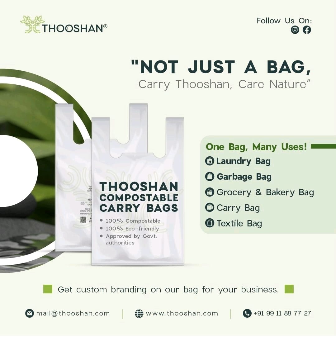 Compostable Carry Bags, Laundry Bags, Garbage Bags, Grocery Bags