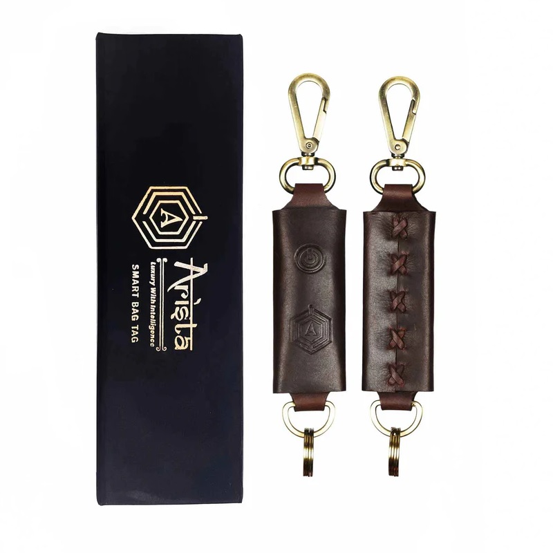 Arista Vault| Smart Bag Tags| Trackable| Anti Lost/ Anti Theft Alarm| Brown