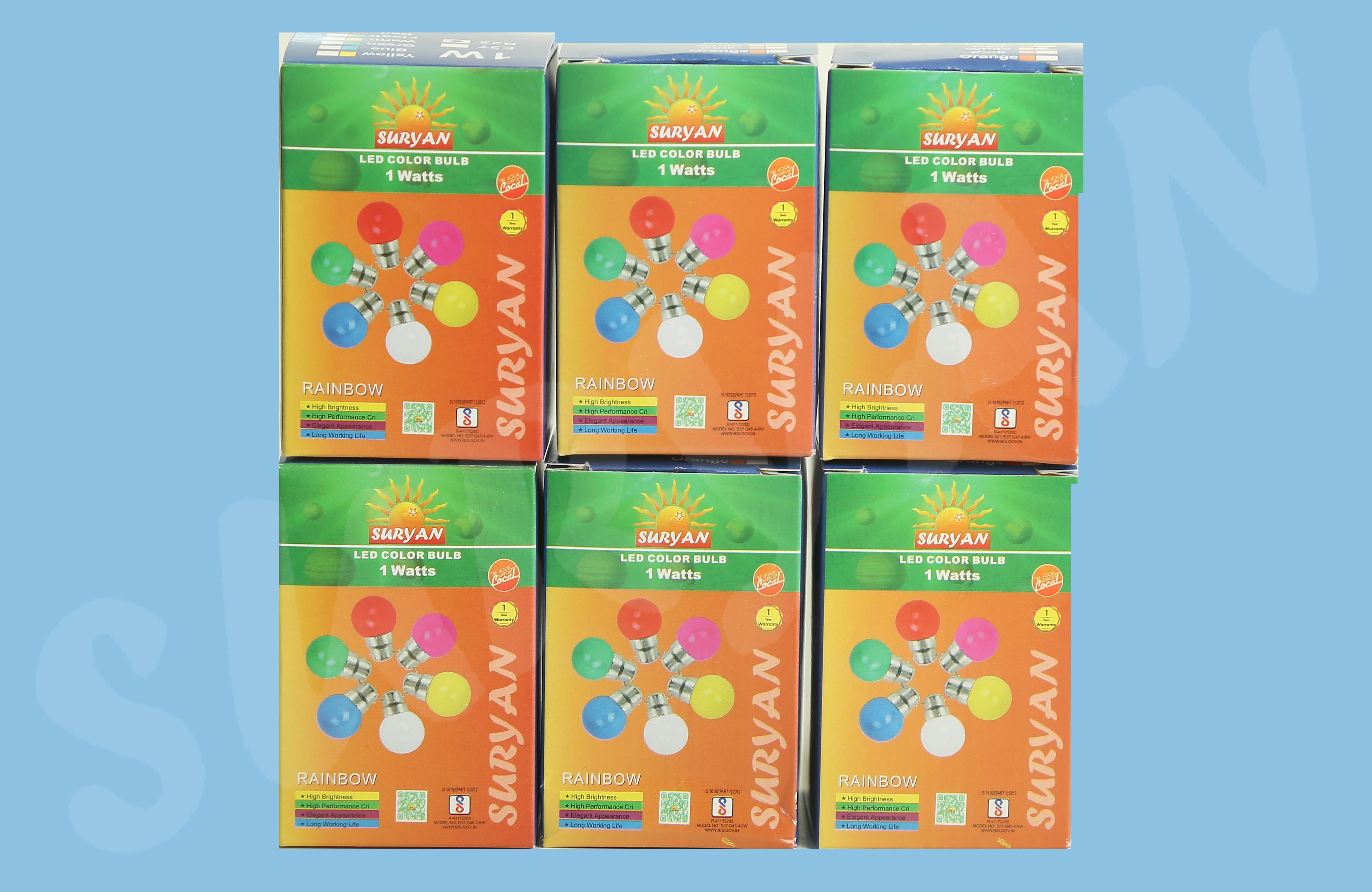 0.5W / 1W - LED Bulb - WH, WW, BL,GR, PK, RD