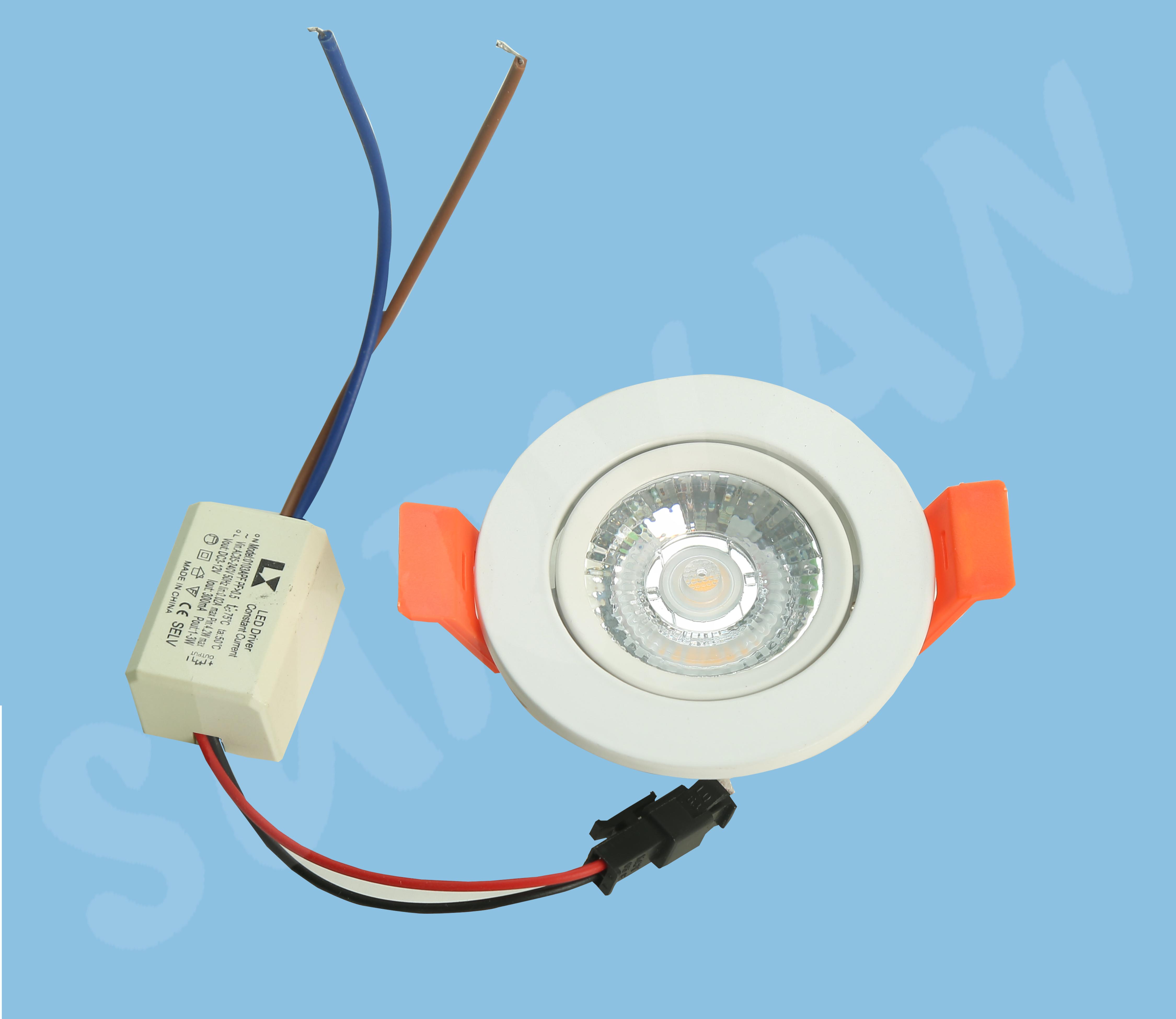 1W - LED COB Tiltable Spot Light - WH, WW, BL,GR, PK, RD