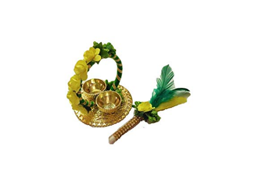 Haldi Kumkum Plate With Tilak Stick