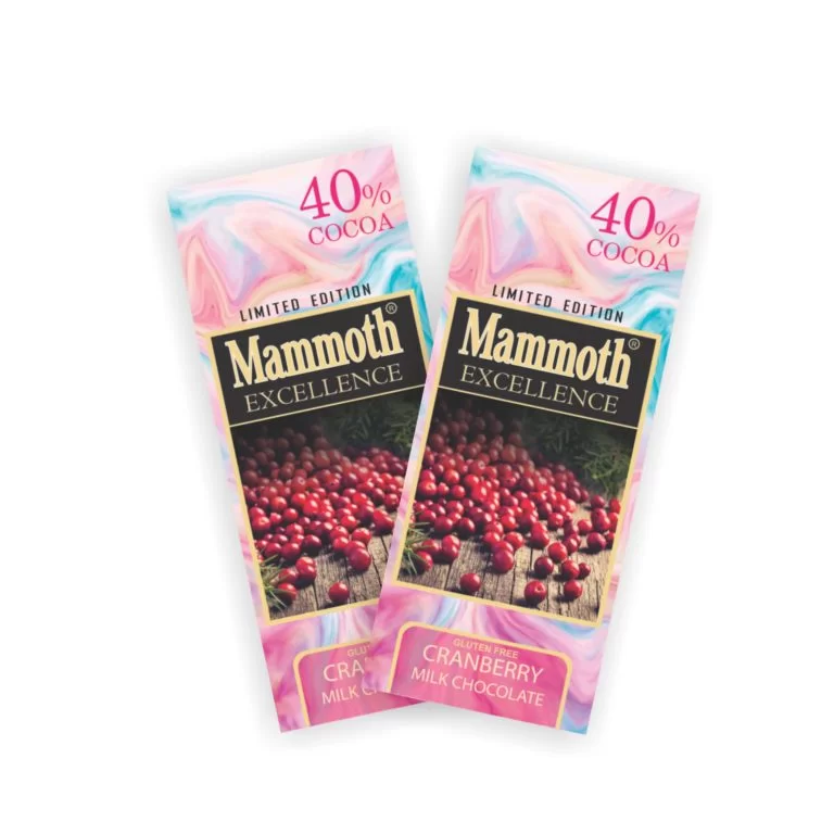 Mammoth Excellence 40% Cocoa Milk Chocolate Bar Cranberries
