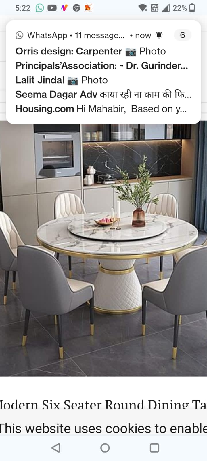 Vikinterio Four Seater Round Dining Table with Four Chairs