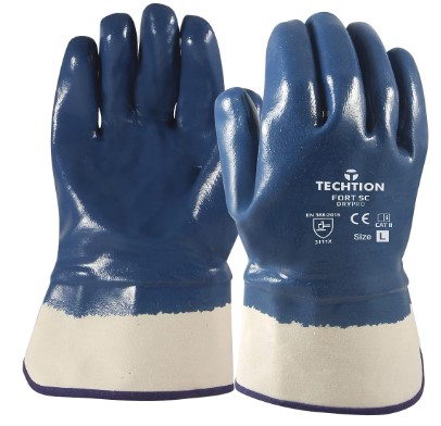 Midas Techtion Fort KW Drypro Fully coated Nitrile cut & sewn glove with Knit Wrist cuff Blue