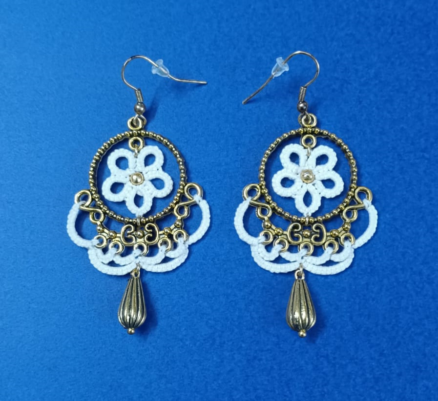 Handcrafted Cream Color Dangle Earring for Women & Girls