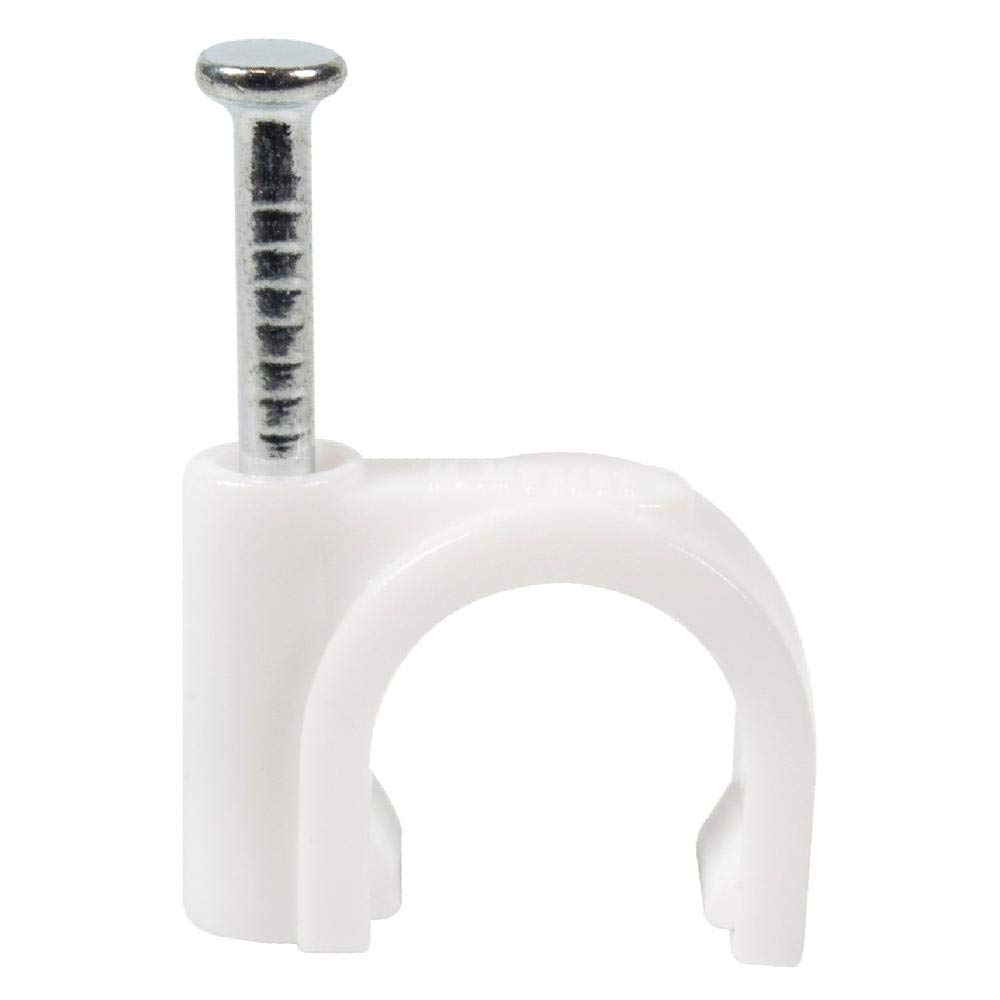 Samana Plastic Wire 25 mm Fastener Circle Cable Clips and Staples with Sharp Metal Nail, White -100 Pieces