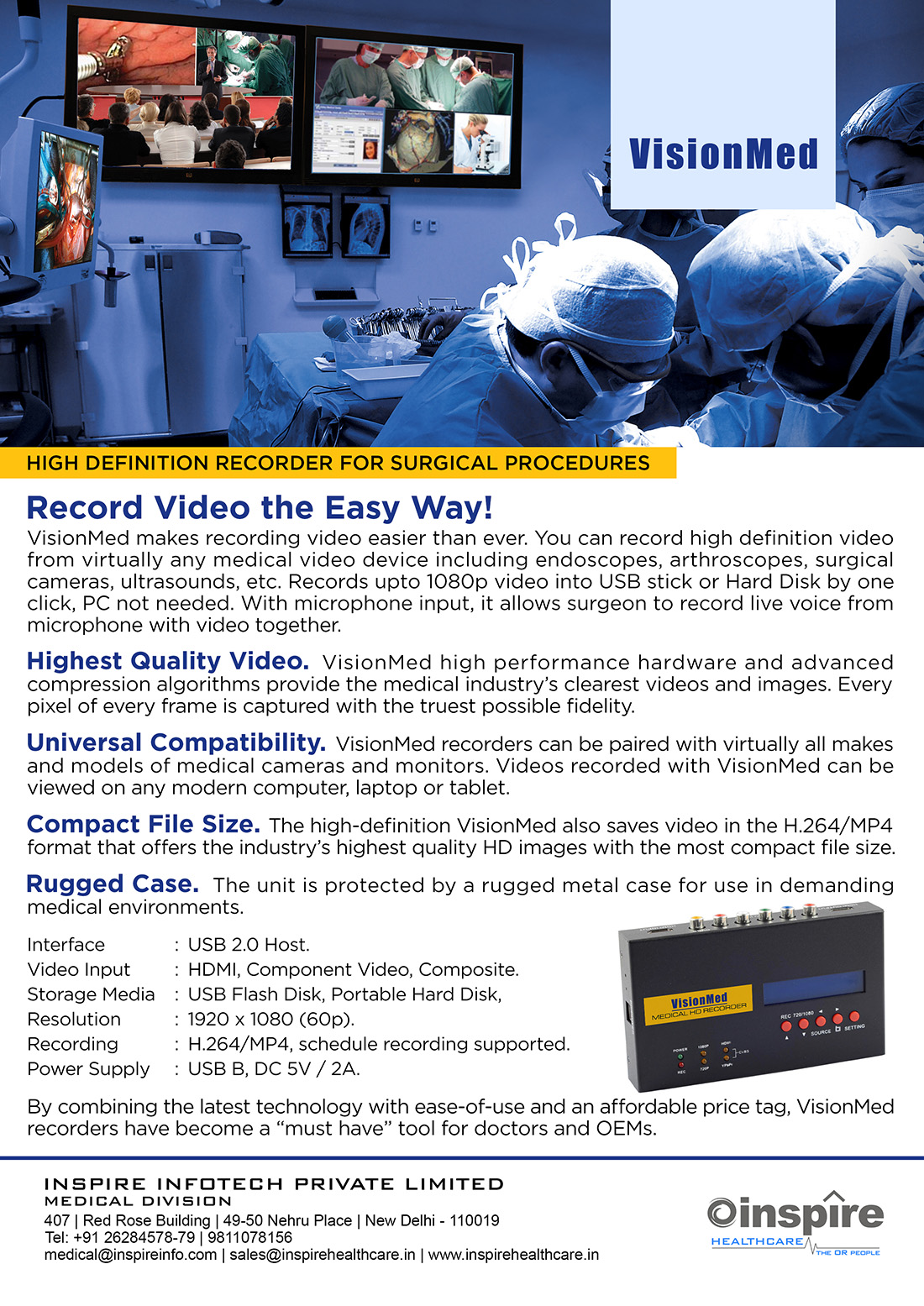 VisionMed Full HD Medical Surgical Video Recorder