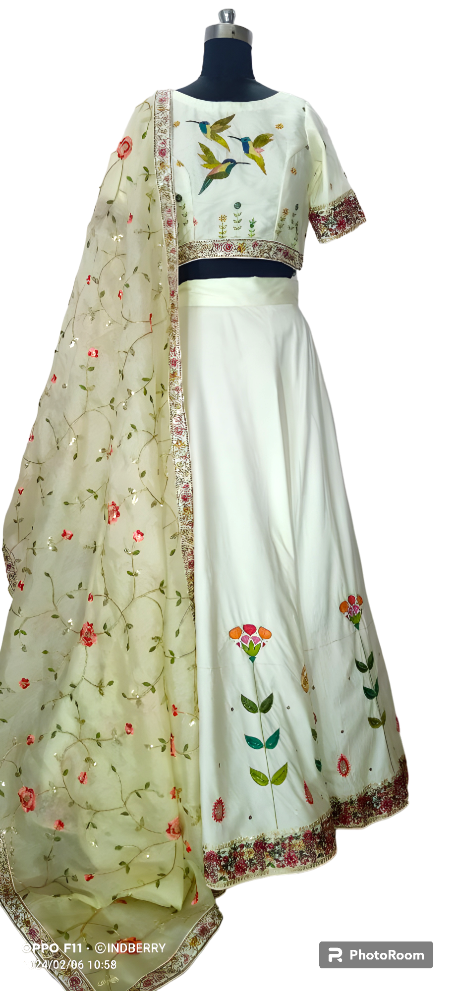 Off White thread embroridery n sequin hand work Lehenga