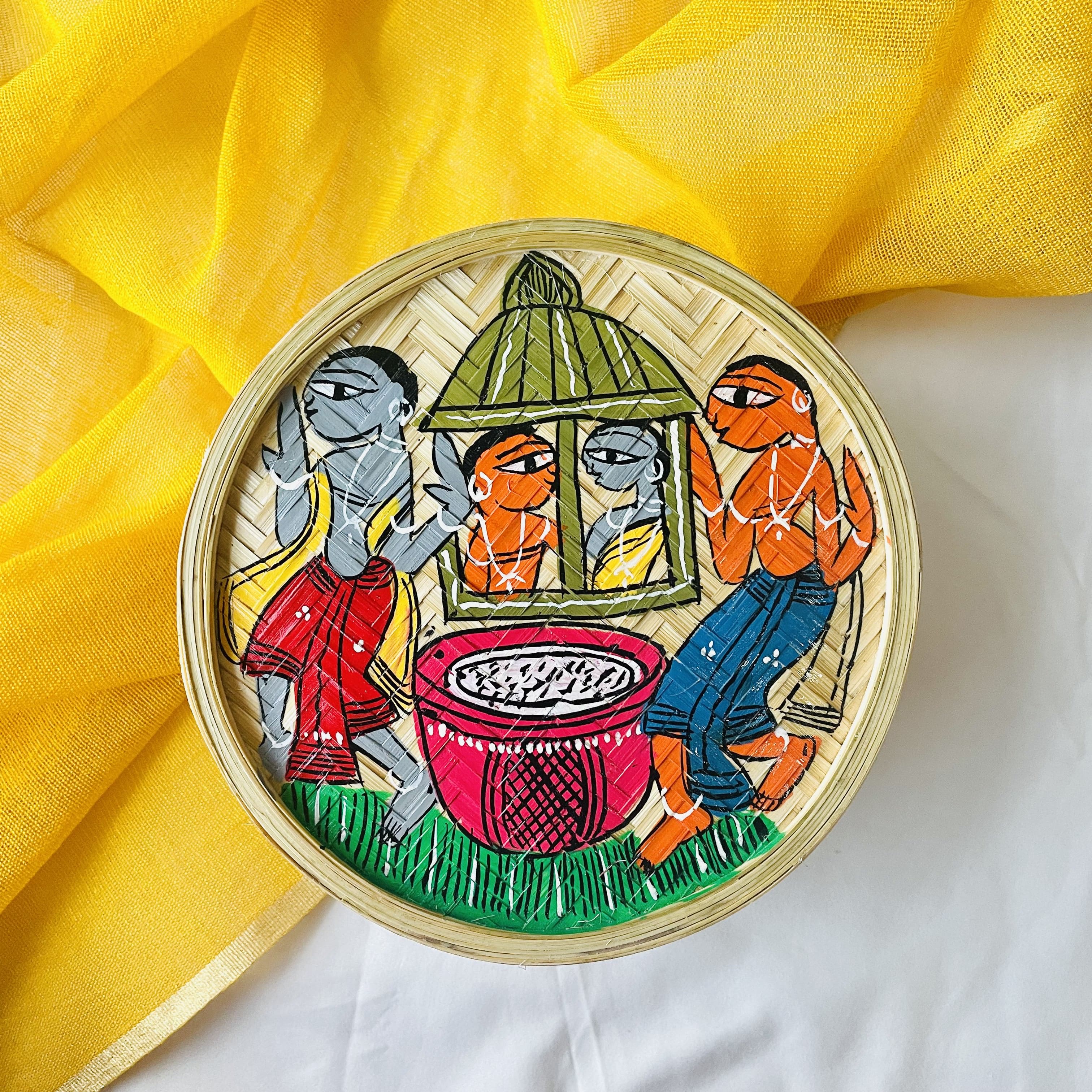 Utsav Handwoven Bamboo Utility Box with Pattachitra Folk Art