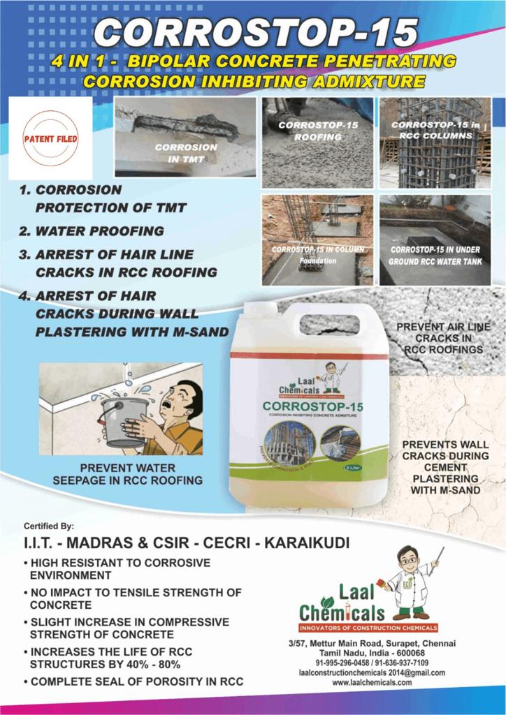 CORROSTOP-15 - 4 in 1 Bipolar Concrete Penetrating Corrosion Inhibiting Admixture