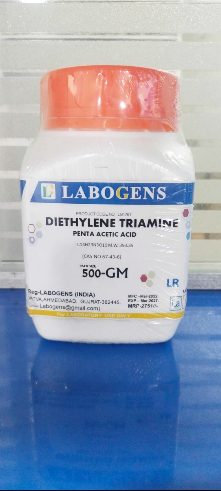 DIETHYLENE TRIAMINE PENTA ACETIC ACID AR 500GM   99%