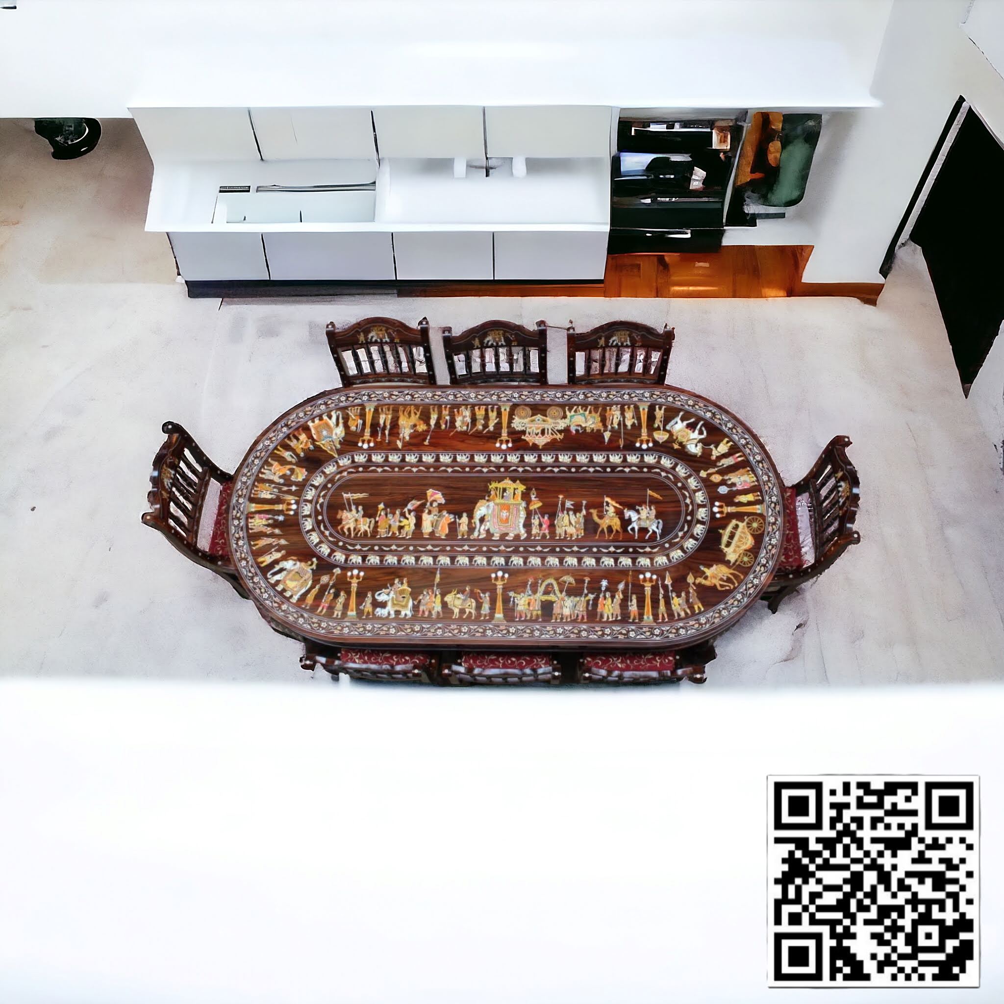 Mysore Rosewood Inlay Dining Table