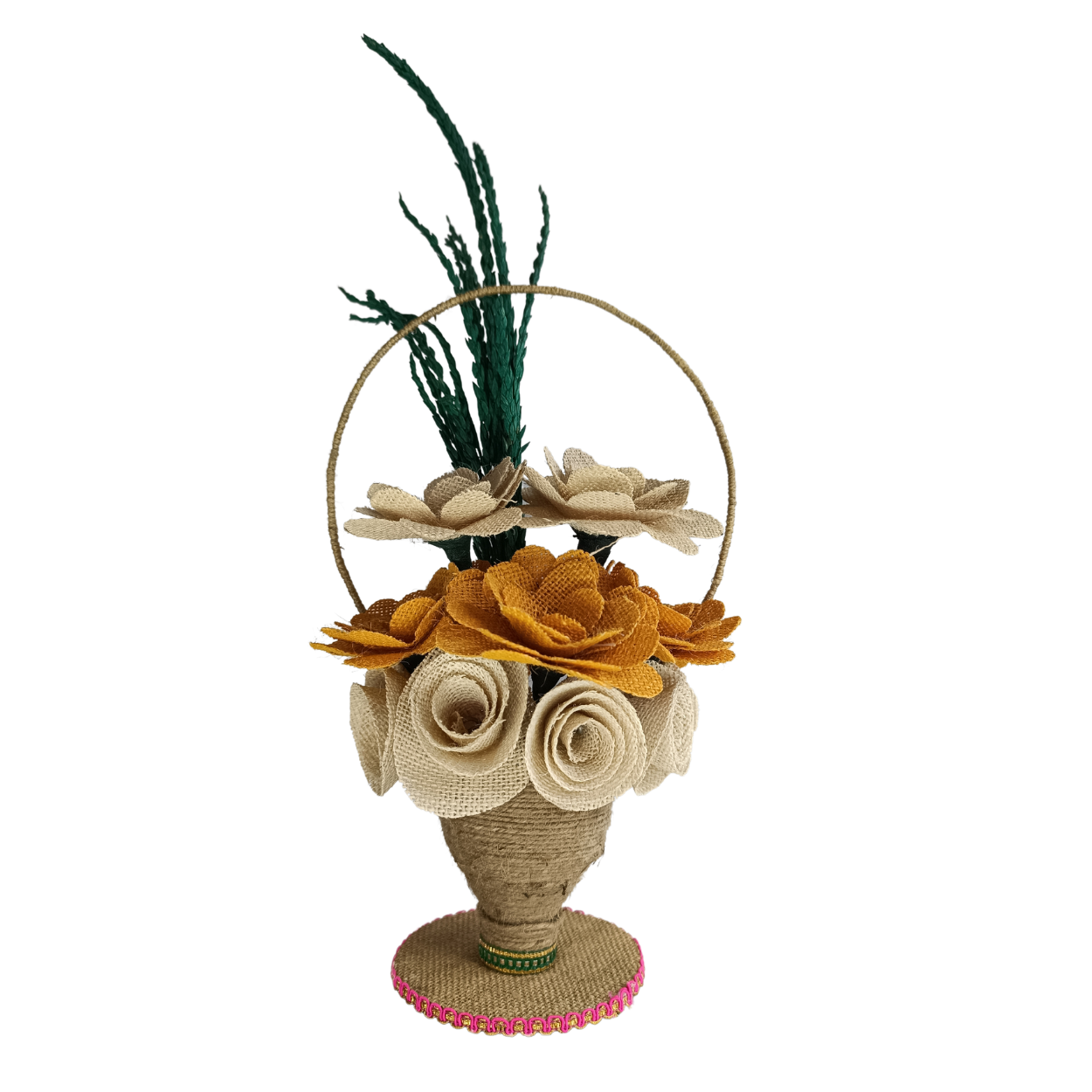 Jute Flower Everlasting Tea Stand Bouquet